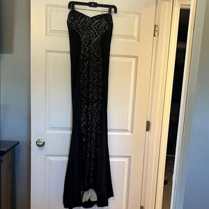 Faviana Black Sequin Maxi Dress